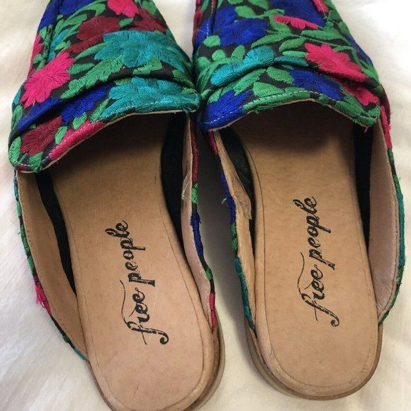Free People At Ease Brocade Slip On Loafer Mule Floral Multi Color 6.5 - Picture 3 of 8
